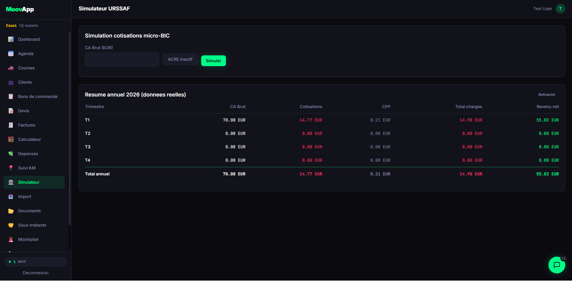MoovNote — Dashboard SaaS VTC